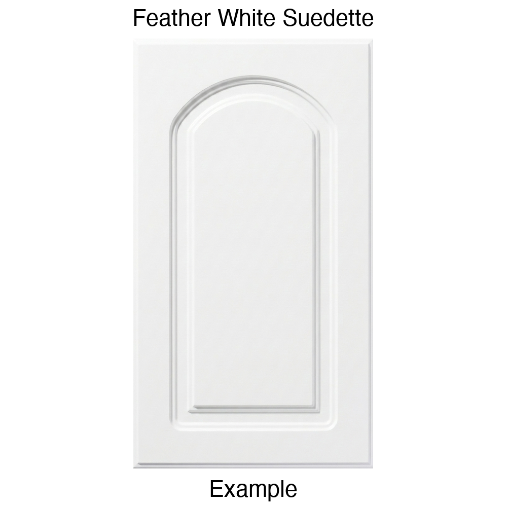 DP8 Arched Raised Panel Thermofoil Cabinet Door in Feather White Suedette