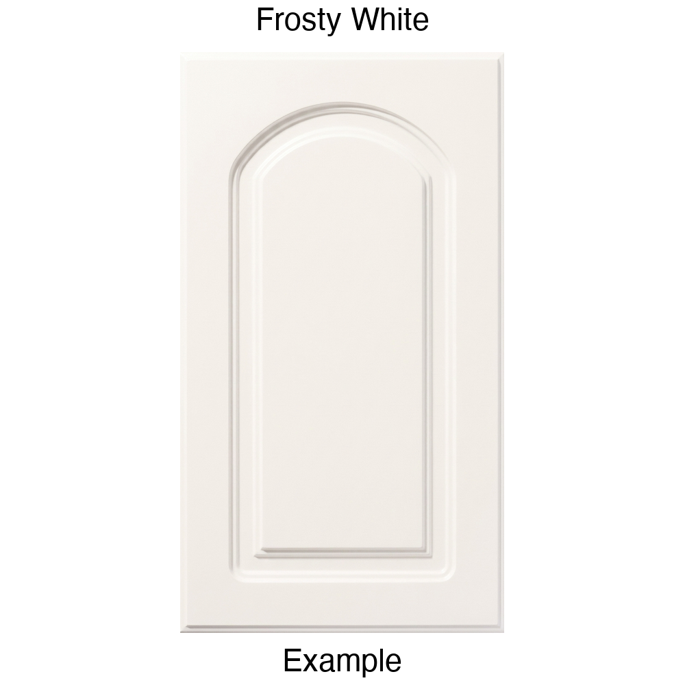 DP8 Arched Raised Panel Thermofoil Cabinet Door in Frosty White