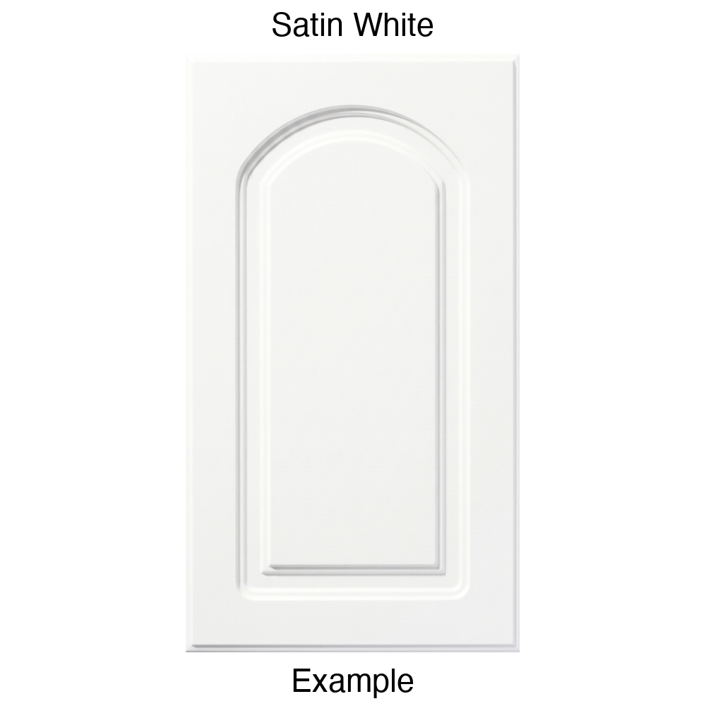 DP8 Arched Raised Panel Thermofoil Cabinet Door in Satin White