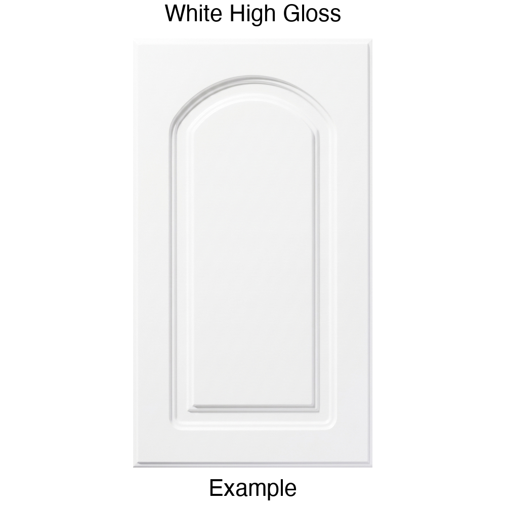 DP8 Arched Raised Panel Thermofoil Cabinet Door in White High Gloss