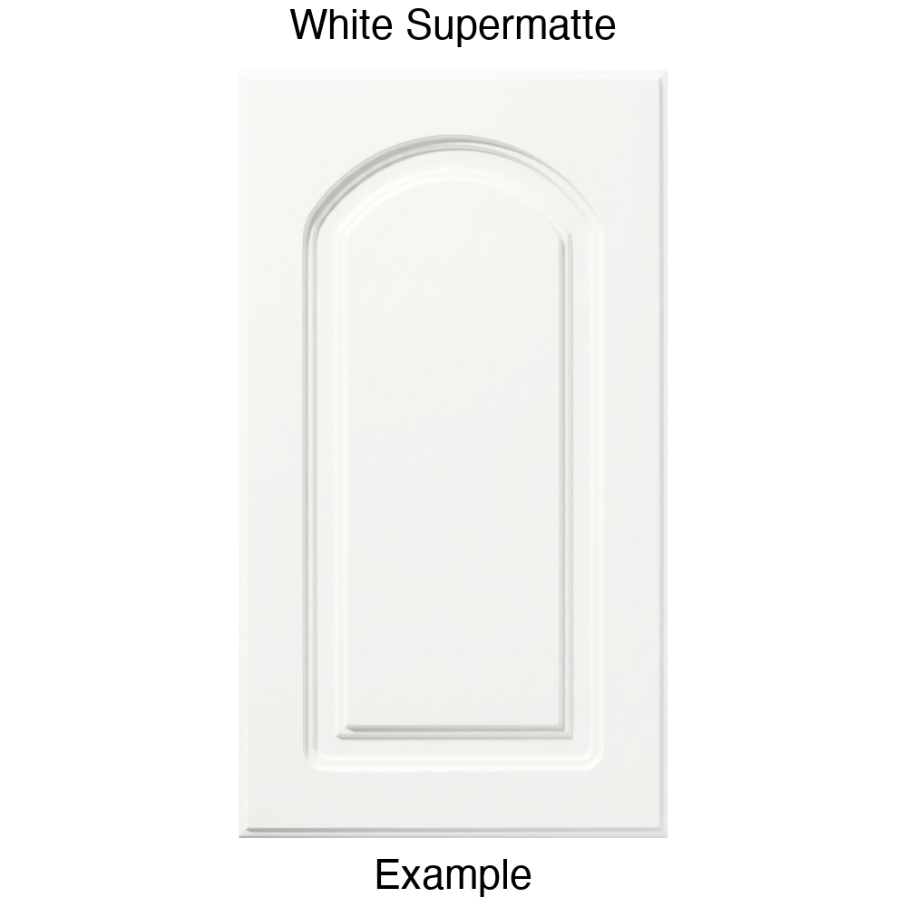 DP8 Arched Raised Panel Thermofoil Cabinet Door in White Supermatte