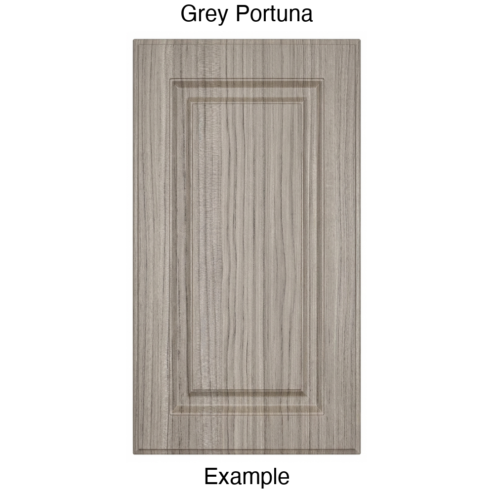 DR31 Raised Panel Thermofoil Cabinet Door in Grey Portuna