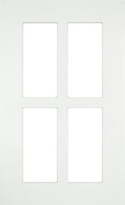 Thermofoil shallow shaker style glass cabinet door with 4 panes