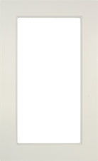 Vinyl wrapped mdf thermofoil cabinet door with shallow Artesian style recess and single glass pane