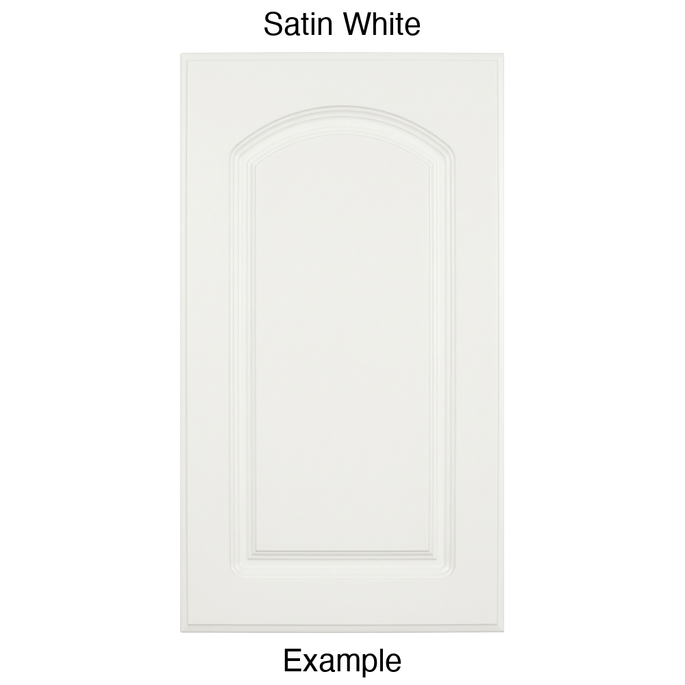 FC716 Arched Raised Panel Thermofoil Cabinet Door in Satin White