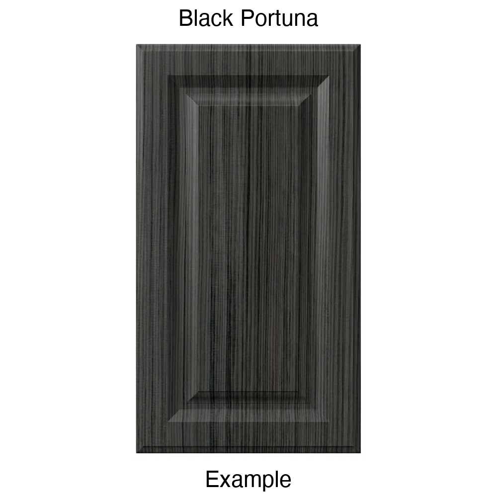 FR556 Raised Panel Thermofoil Cabinet Door in Black Portuna