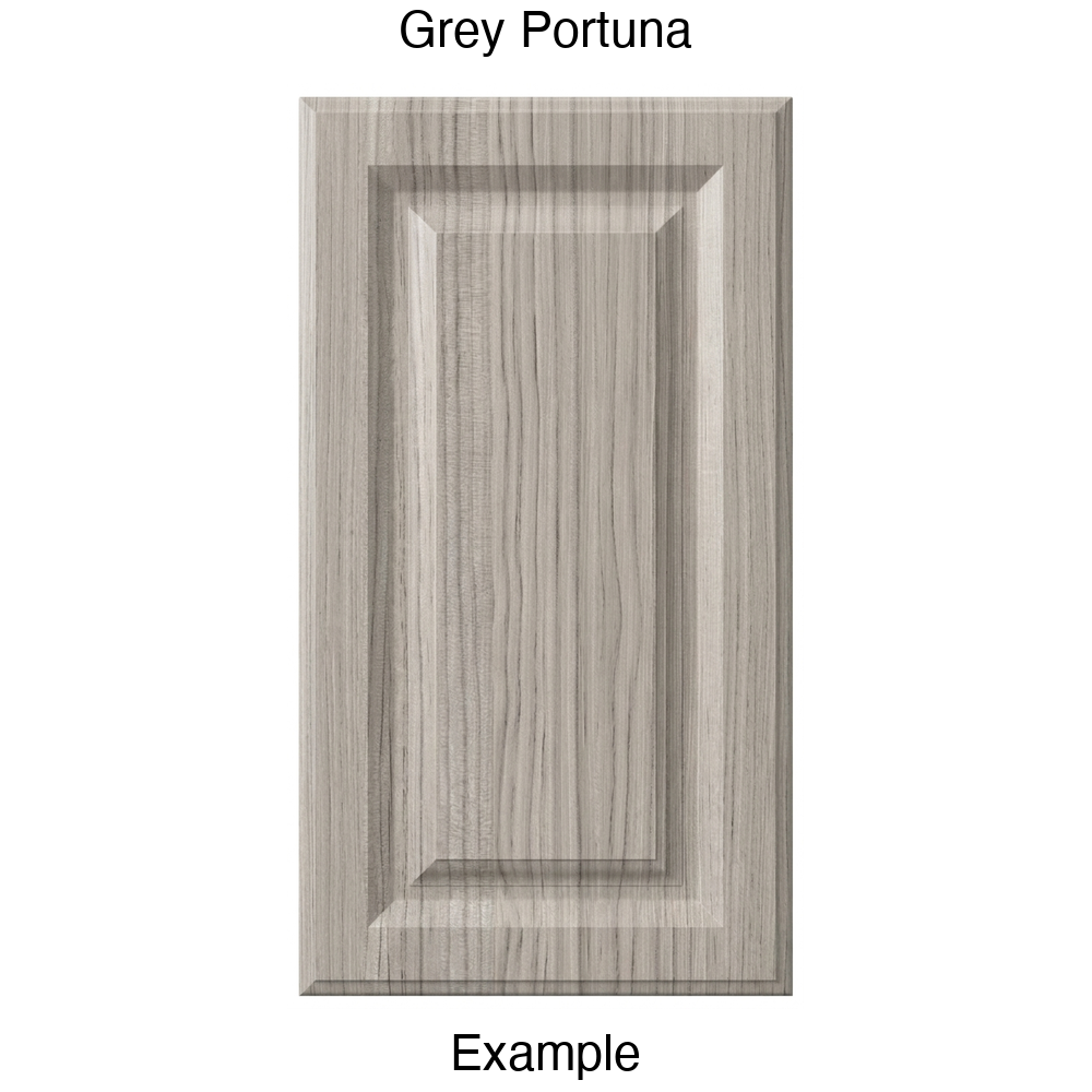 FR556 Raised Panel Thermofoil Cabinet Door in Grey Portuna