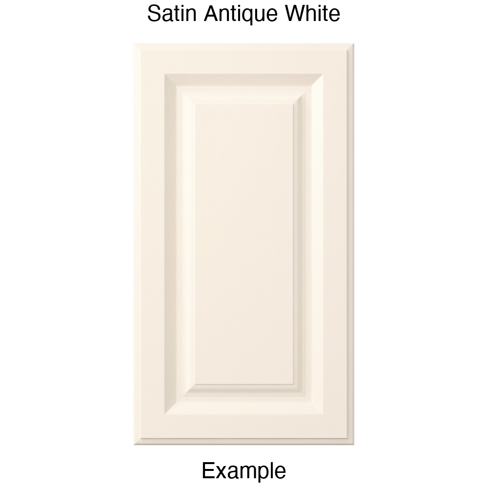 FR556 Raised Panel Thermofoil Cabinet Door in Satin Antique White