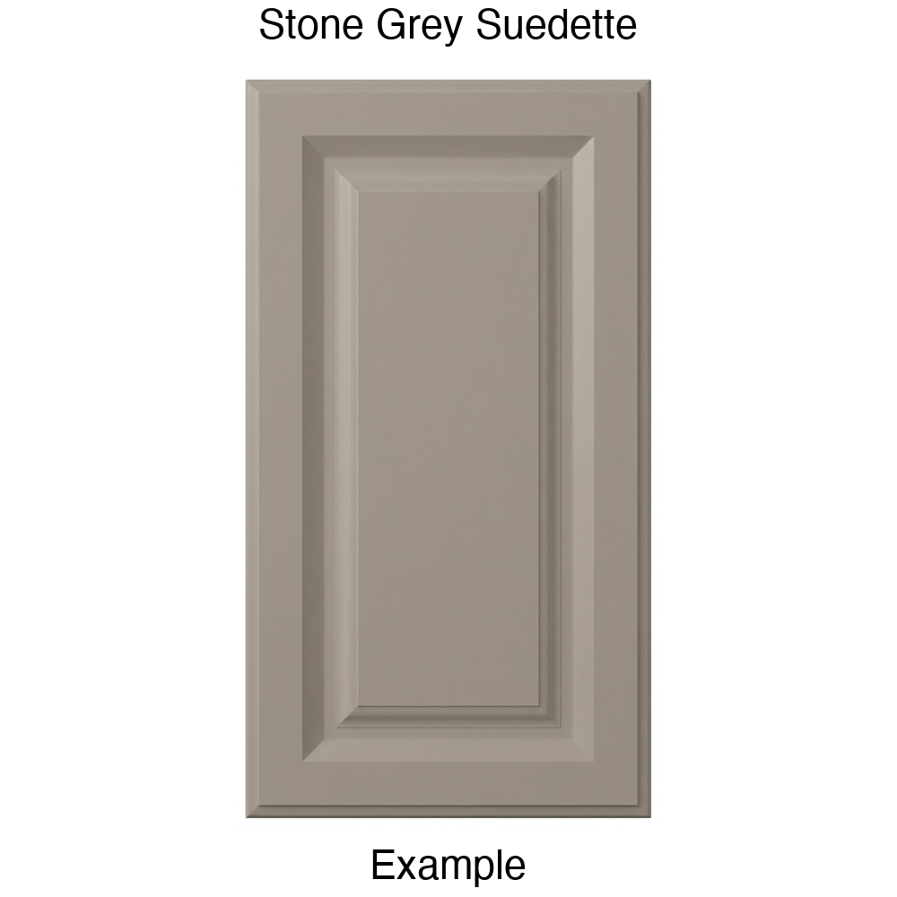 FR556 Raised Panel Thermofoil Cabinet Door in Stone Grey Suedette
