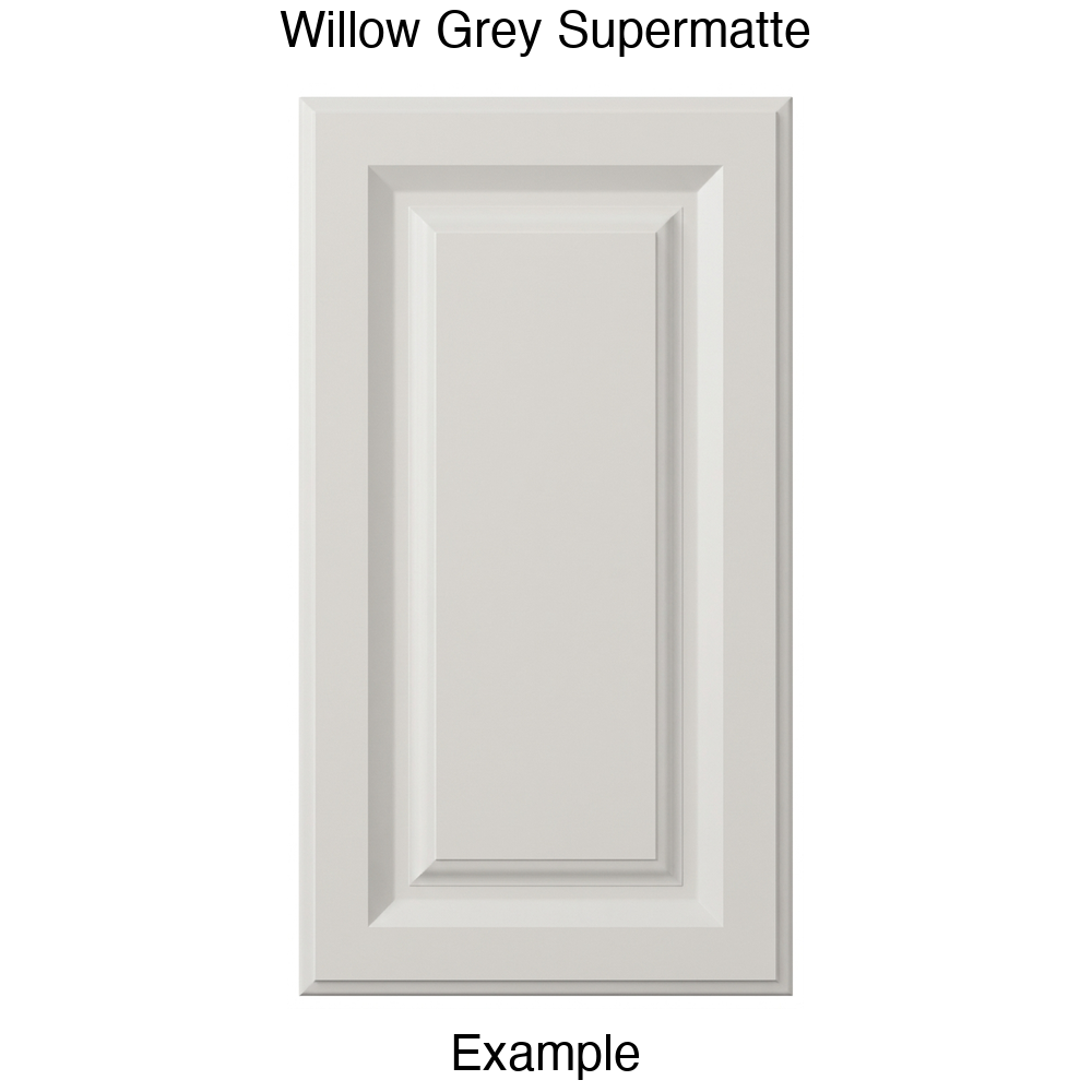 FR556 Raised Panel Thermofoil Cabinet Door in Willow Grey Supermatte