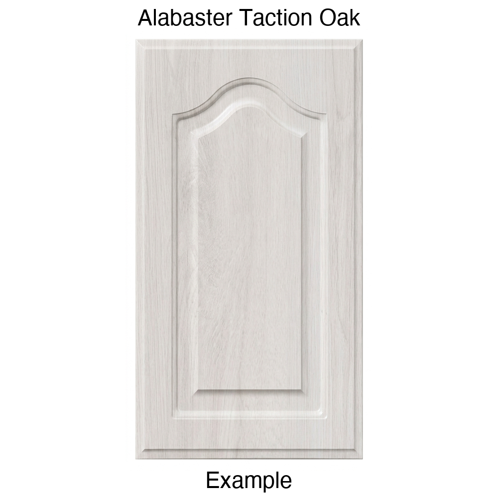 FS744 Cathedral Raised Panel Thermofoil Cabinet Door in Alabaster Taction Oak