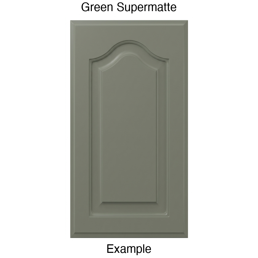 FS744 Cathedral Raised Panel Thermofoil Cabinet Door in Green Supermatte