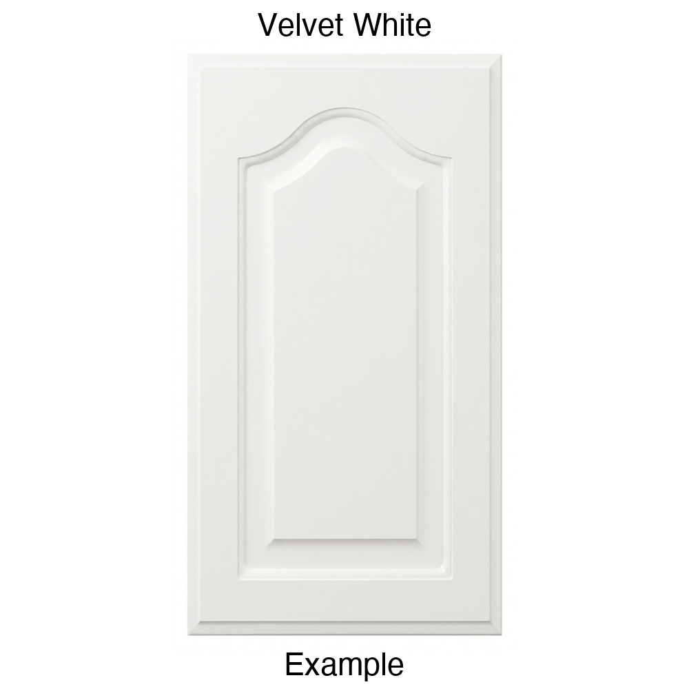 FS744 Cathedral Raised Panel Thermofoil Cabinet Door in Velvet White