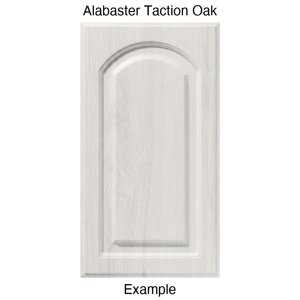 FS746 Arched Raised Panel Thermofoil Cabinet Door in Alabaster Taction Oak