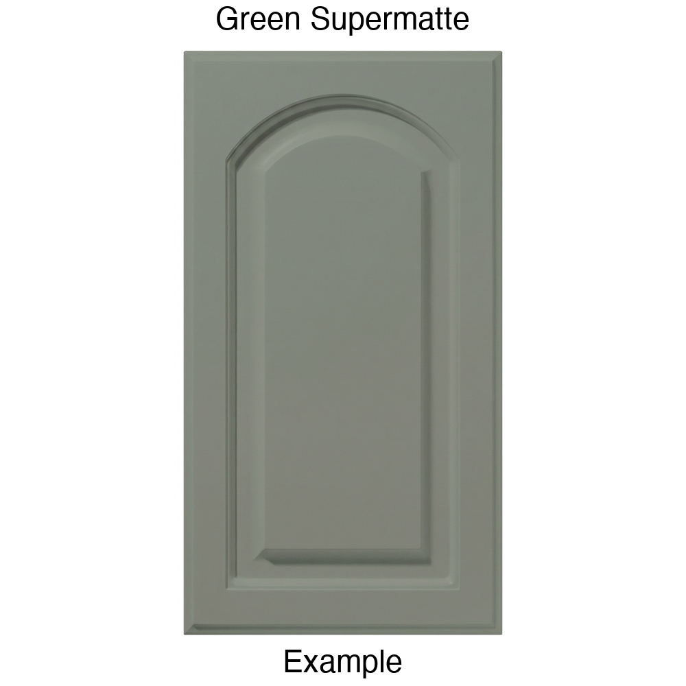 FS746 Arched Raised Panel Thermofoil Cabinet Door in Green Supermatte