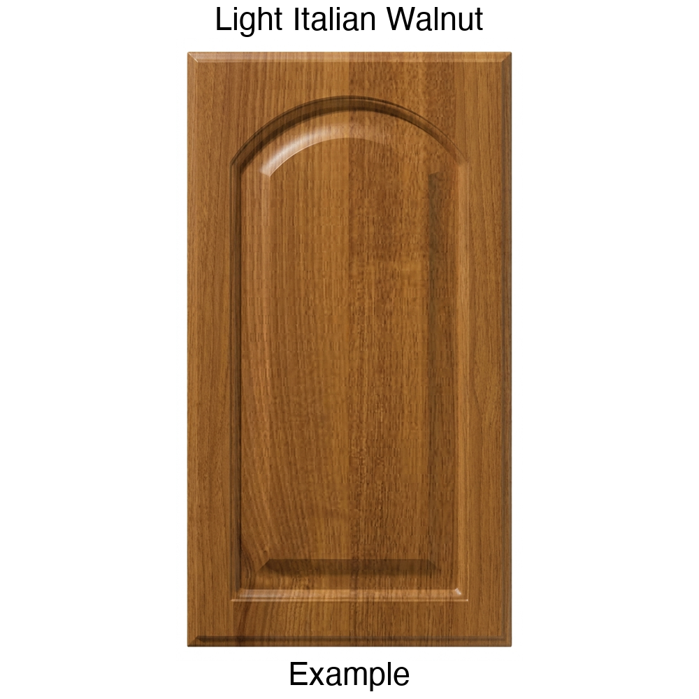 FS746 Arched Raised Panel Thermofoil Cabinet Door in Light Italian Walnut