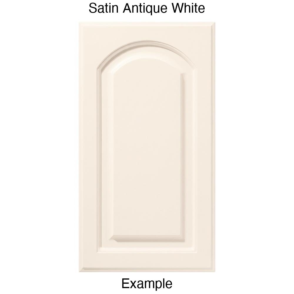 FS746 Arched Raised Panel Thermofoil Cabinet Door in Satin Antique White