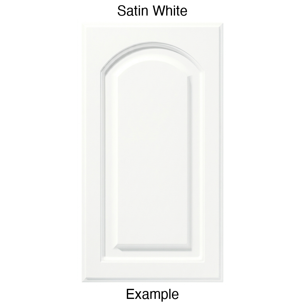 FS746 Arched Raised Panel Thermofoil Cabinet Door in Satin White