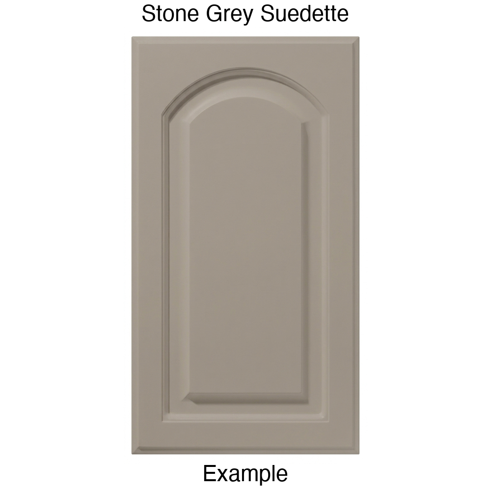 FS746 Arched Raised Panel Thermofoil Cabinet Door in Stone Grey Suedette