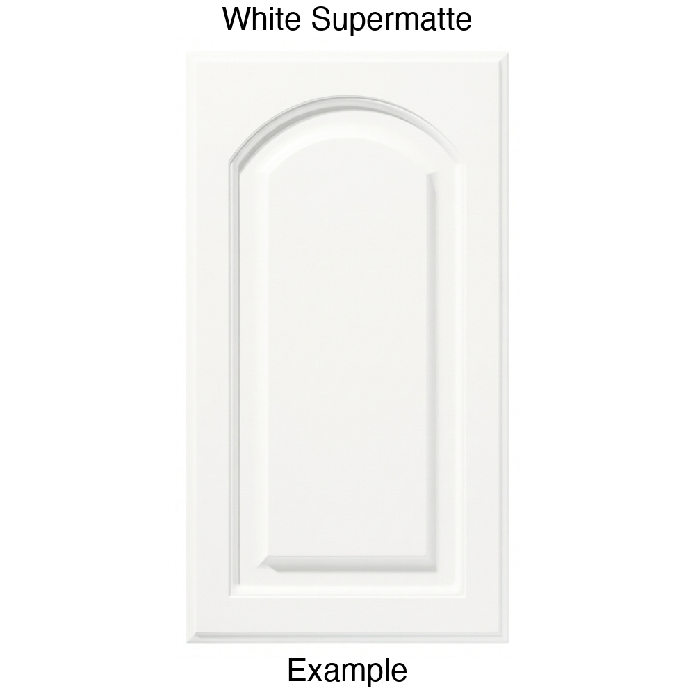 FS746 Arched Raised Panel Thermofoil Cabinet Door in White Supermatte
