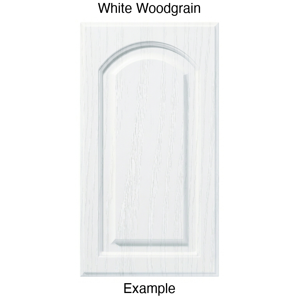 FS746 Arched Raised Panel Thermofoil Cabinet Door in White Woodgrain