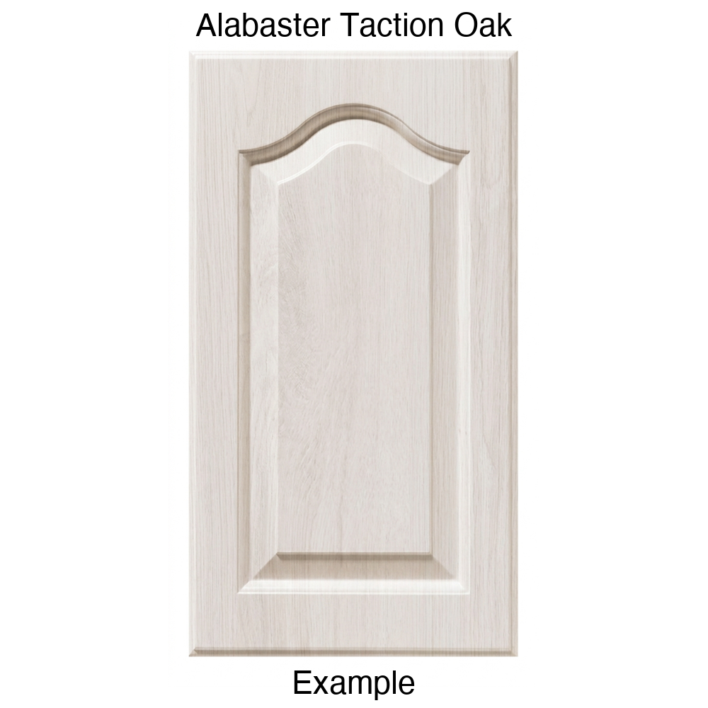 JL7 Cathedral Raised Panel Thermofoil Cabinet Door (Liberty Style) in Alabaster Taction Oak