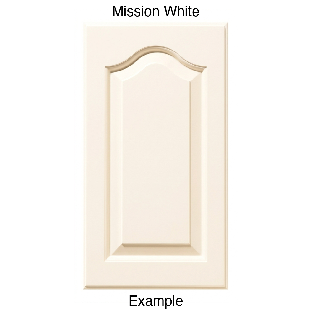 JL7 Cathedral Raised Panel Thermofoil Cabinet Door (Liberty Style) in Mission White