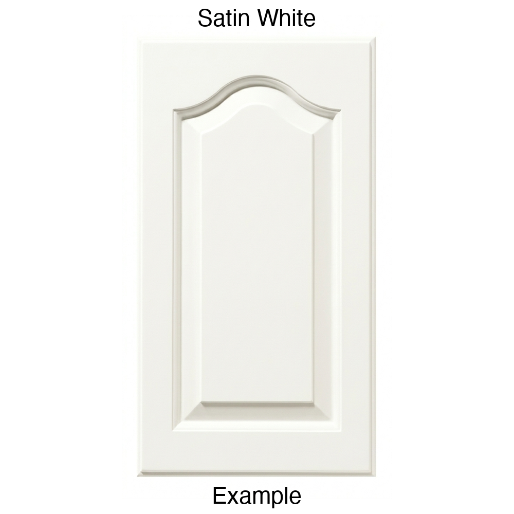 JL7 Cathedral Raised Panel Thermofoil Cabinet Door (Liberty Style) in Satin White