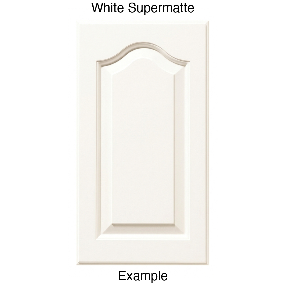 JL7 Cathedral Raised Panel Thermofoil Cabinet Door (Liberty Style) in White Supermatte