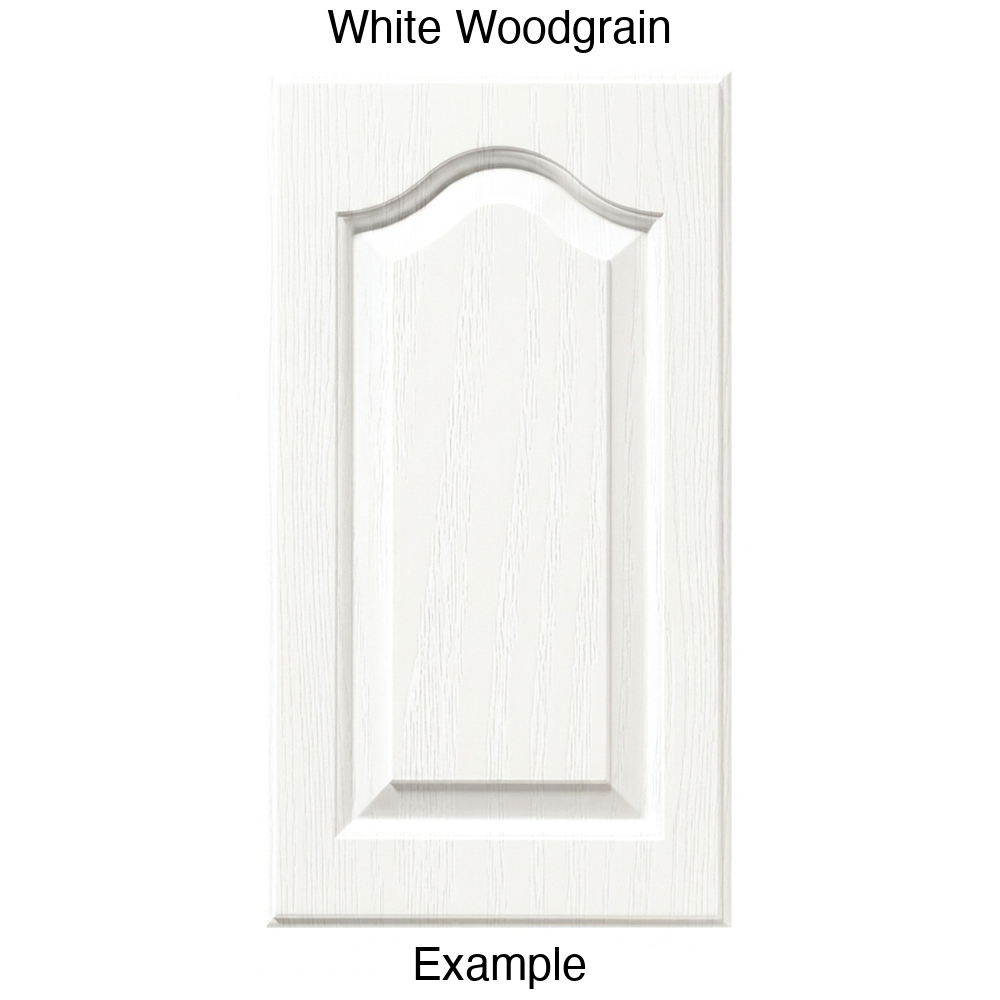 JL7 Cathedral Raised Panel Thermofoil Cabinet Door (Liberty Style) in White Woodgrain
