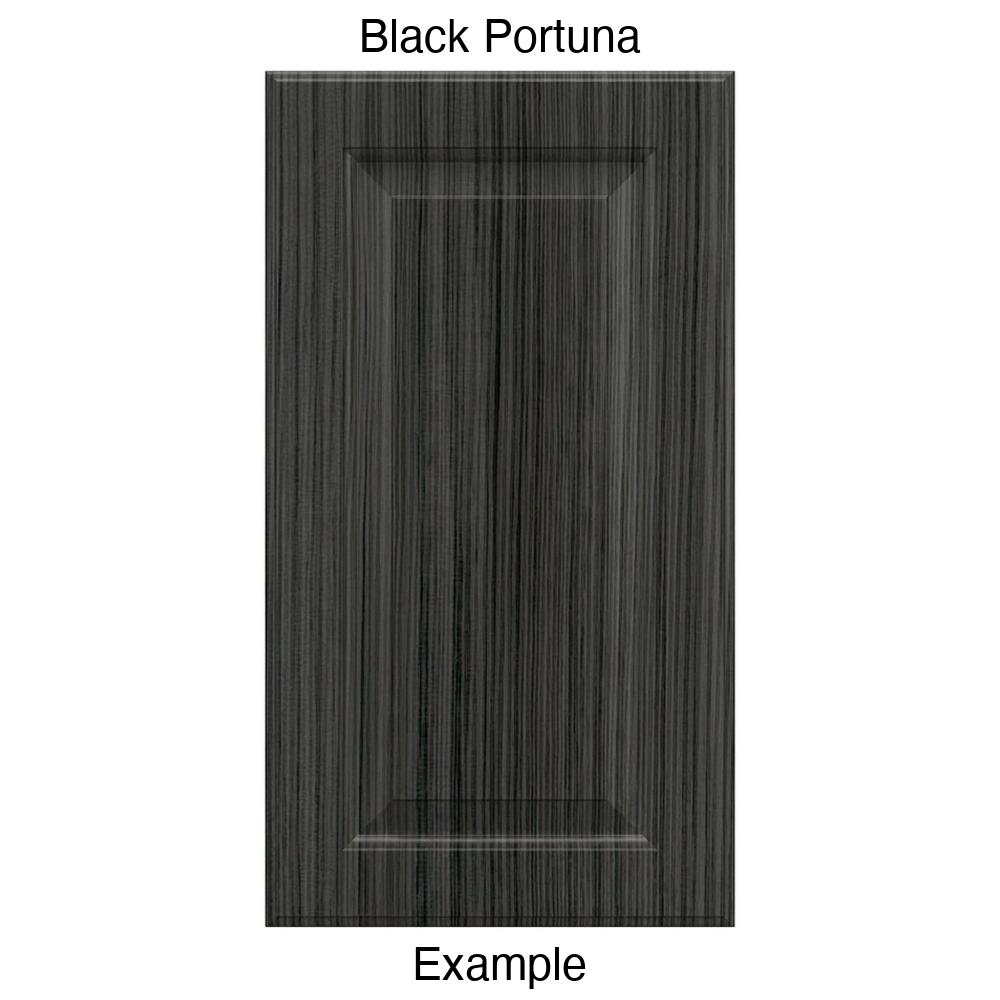JR7 Raised Panel Thermofoil Cabinet Door (Revere Style) in Black Portuna
