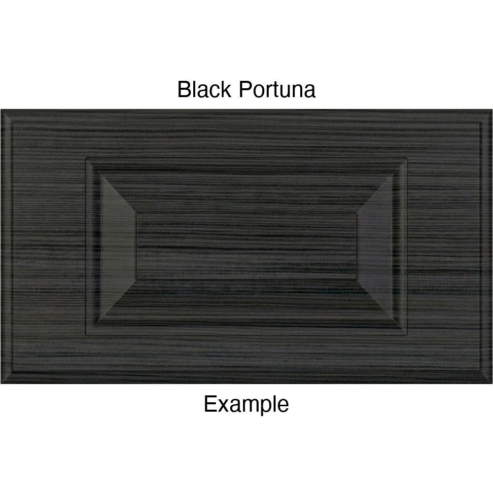 JR7 Thermofoil Drawer Front (Revere Style), Routed, in Black Portuna
