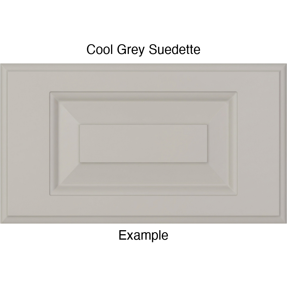JR7 Thermofoil Drawer Front (Revere Style), Routed, in Cool Grey Suedette