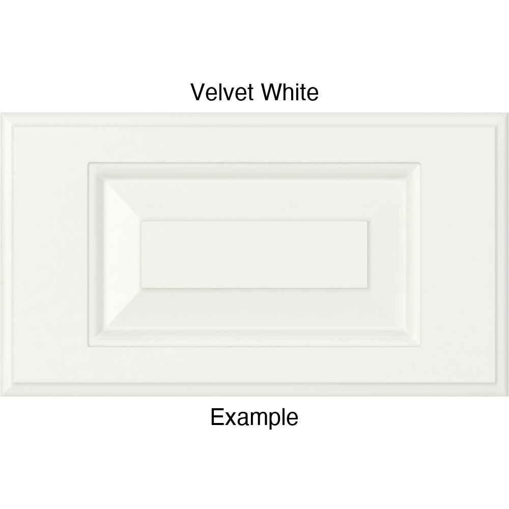 JR7 Thermofoil Drawer Front (Revere Style), Routed, in Velvet White