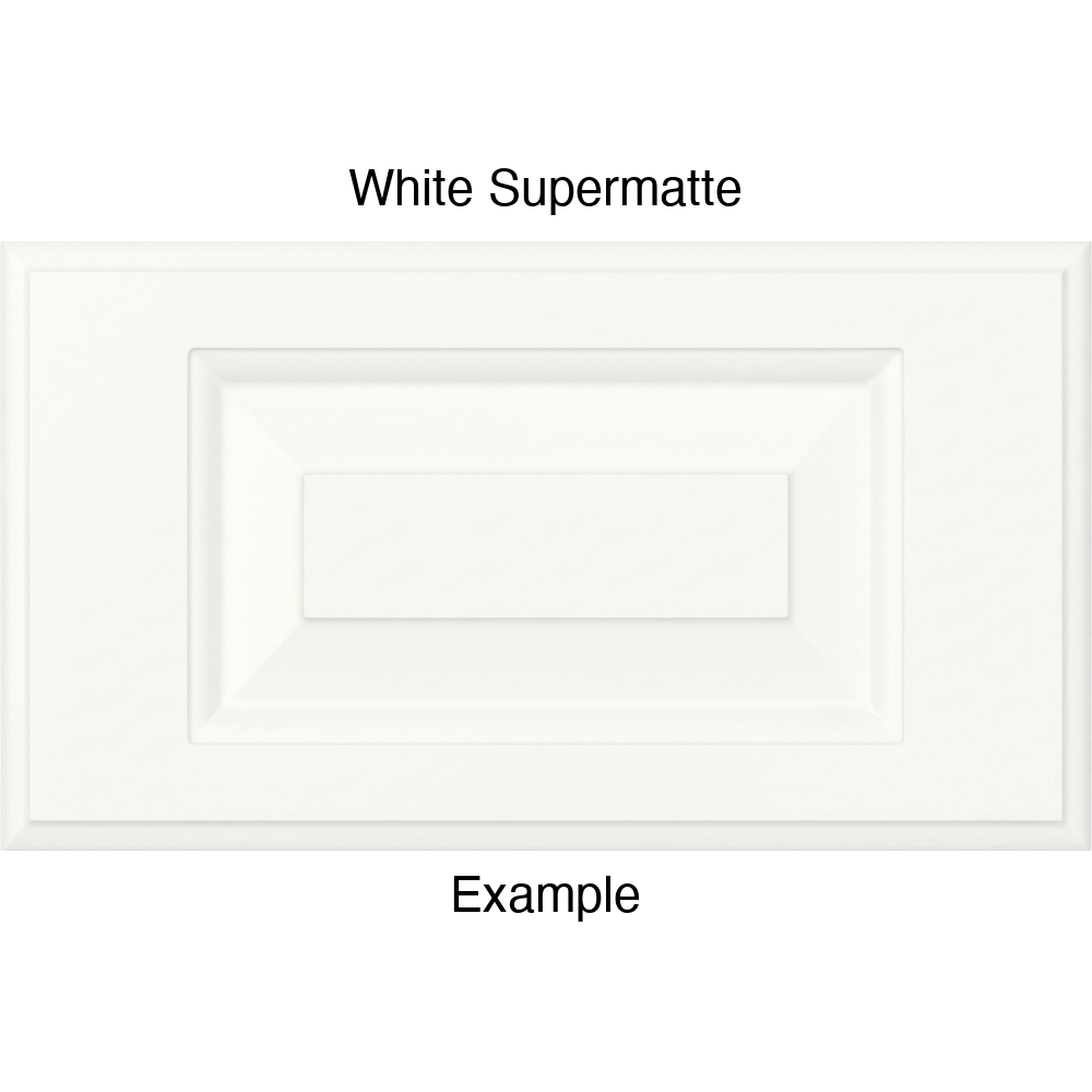 JR7 Thermofoil Drawer Front (Revere Style), Routed, in White Supermatte
