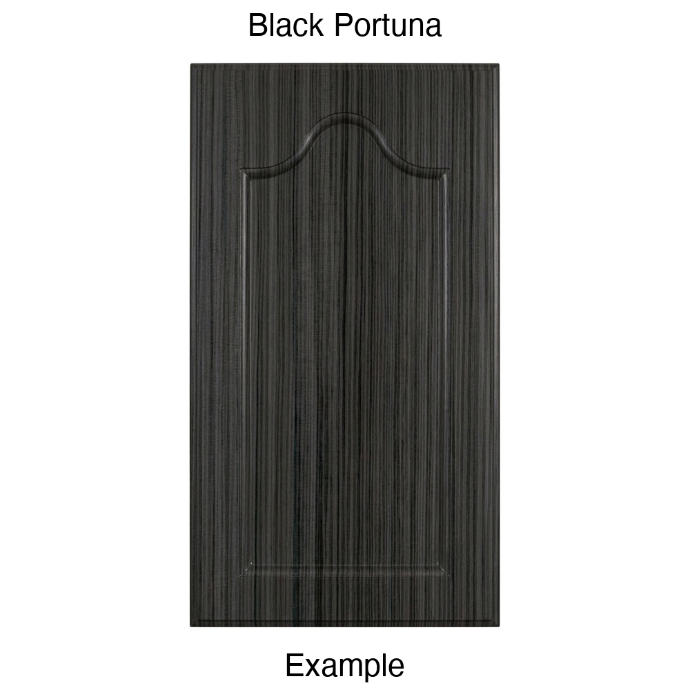 LR981 Cathedral Recessed Panel Thermofoil Cabinet Door (Mission Style) in Black Portuna