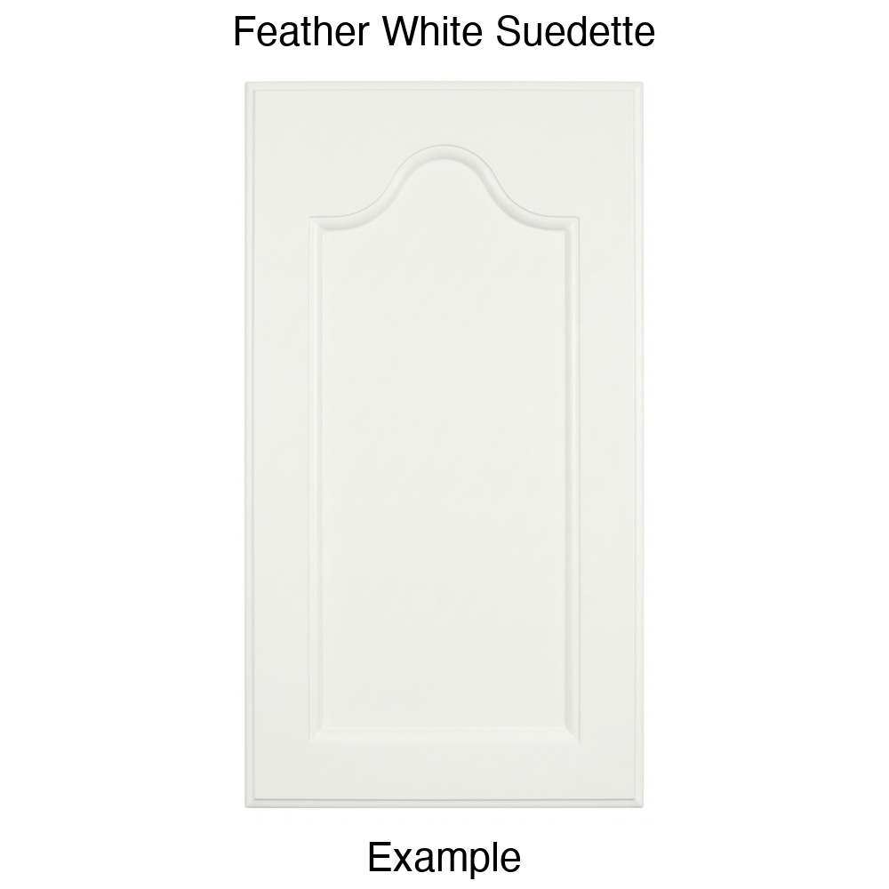 LR981 Cathedral Recessed Panel Thermofoil Cabinet Door (Mission Style) in Feather White Suedette