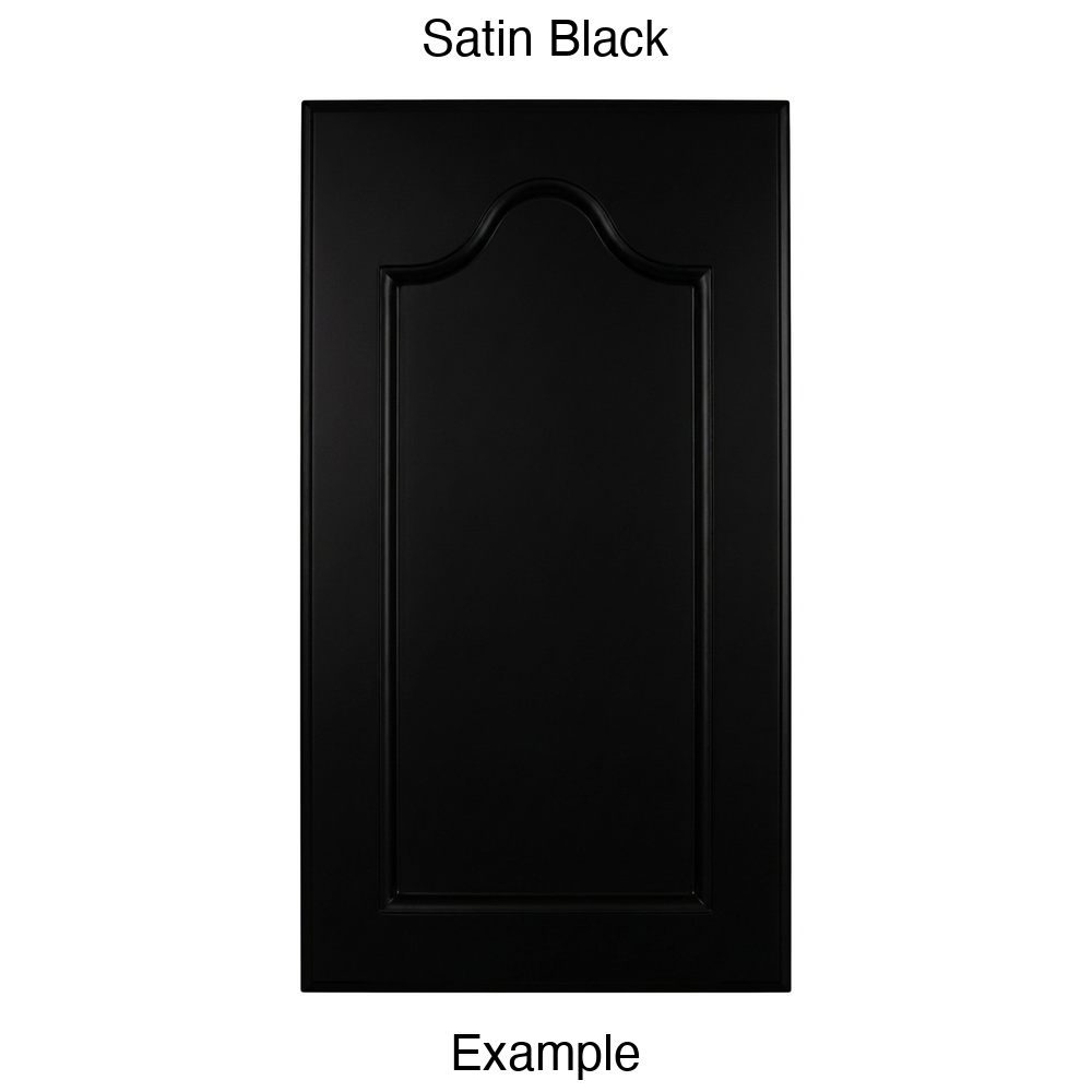 LR981 Cathedral Recessed Panel Thermofoil Cabinet Door (Mission Style) in Satin Black
