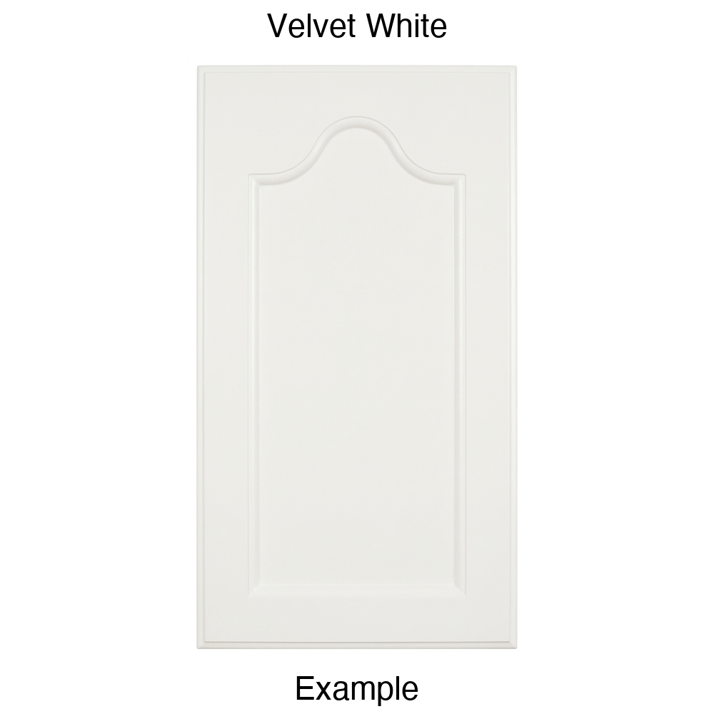 LR981 Cathedral Recessed Panel Thermofoil Cabinet Door (Mission Style) in Velvet White