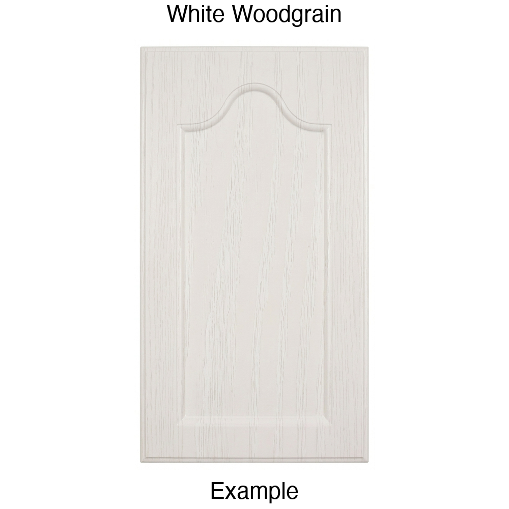 LR981 Cathedral Recessed Panel Thermofoil Cabinet Door (Mission Style) in White Woodgrain
