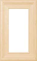 Monterey glass cabinet door with beaded detail and curved edges