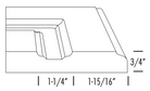 Side profile of thermofoil cabinet door with raised panel rounded inside edge and soft arch pattern