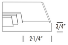 Side profile of the DR133 RTF Cabinet Door with step down pattern on the recessed center panel. 