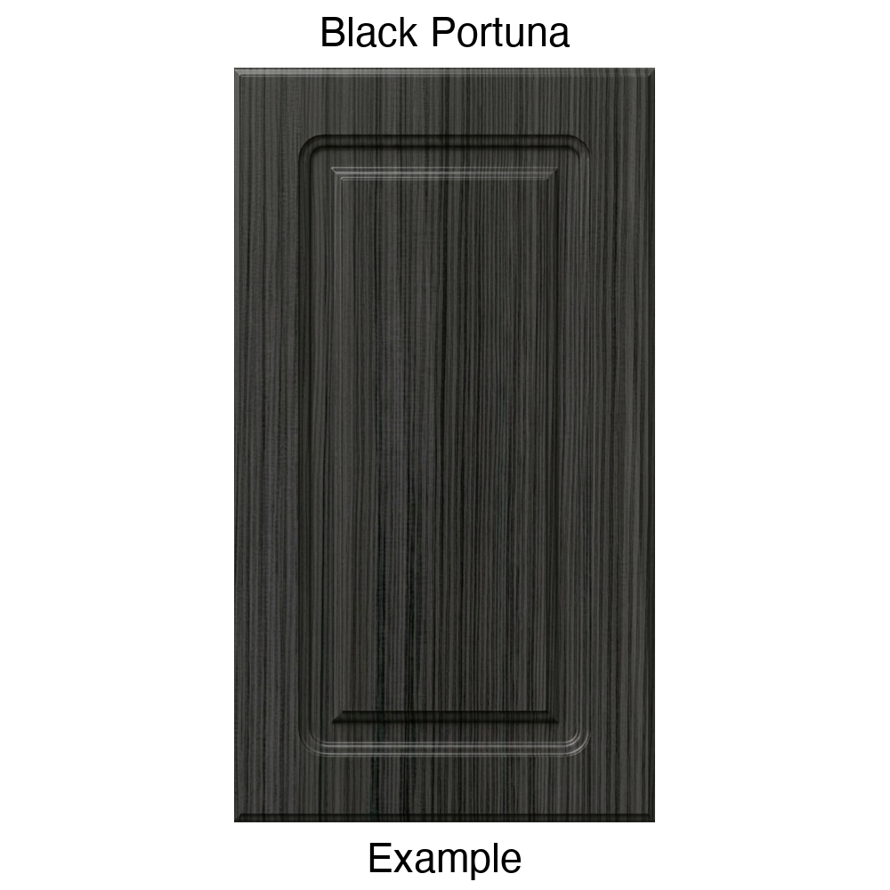 DR8 Raised Panel Thermofoil Cabinet Door in Black Portuna