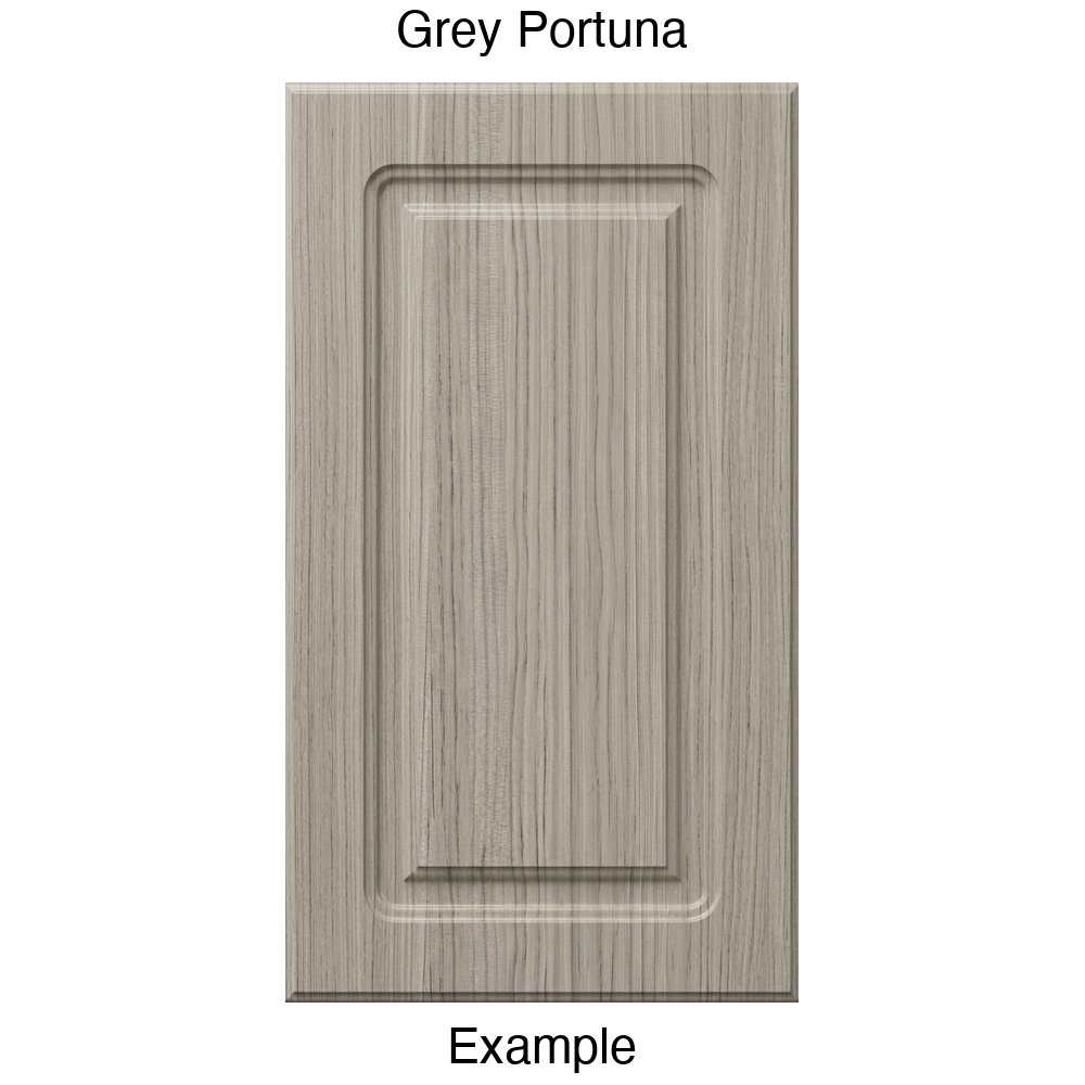 DR8 Raised Panel Thermofoil Cabinet Door in Grey Portuna