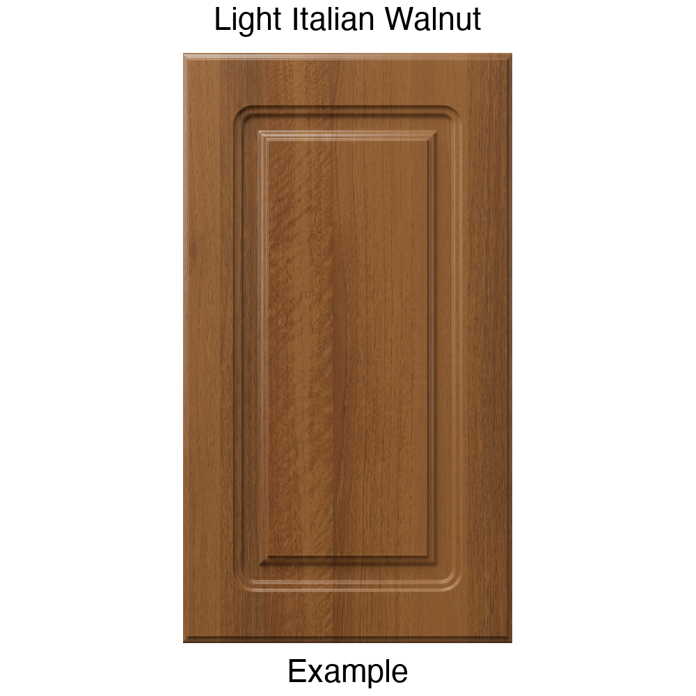 DR8 Raised Panel Thermofoil Cabinet Door in Light Italian Walnut