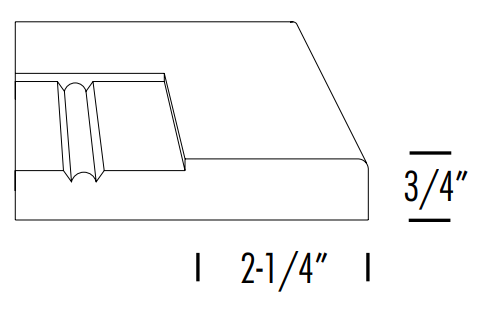 Side profile of the DRV819 shaker style drawer front with recessed beaded center panel