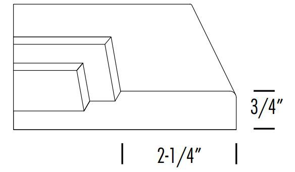 Side profile of the DS524 rigid thermofoil cabinet door with stepped inner edge center panel
