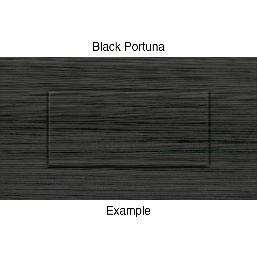 DSS218 Thermofoil Drawer Front (Shallow Shaker Style), Routed, in Black Portuna