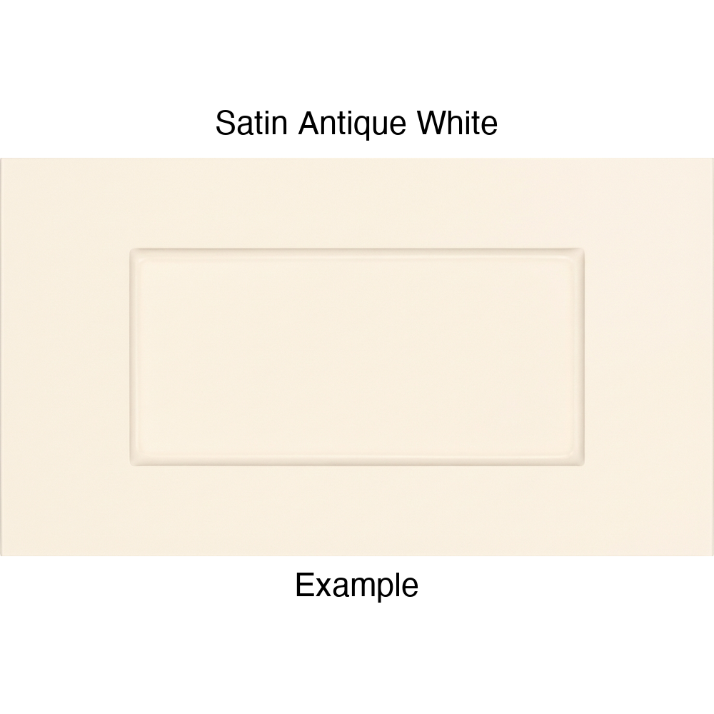 DSS218 Thermofoil Drawer Front (Shallow Shaker Style), Routed, in Satin Antique White